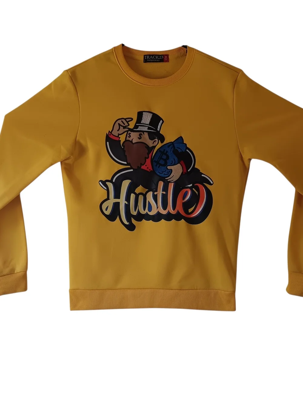 Track 23 Hustle men's yellow long-sleeve sweatshirt size M